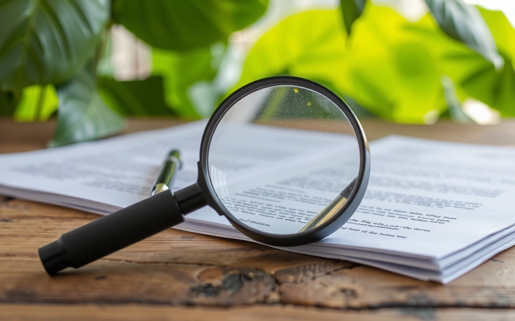 Legal document with a magnifying glass, symbolizing careful review of terms