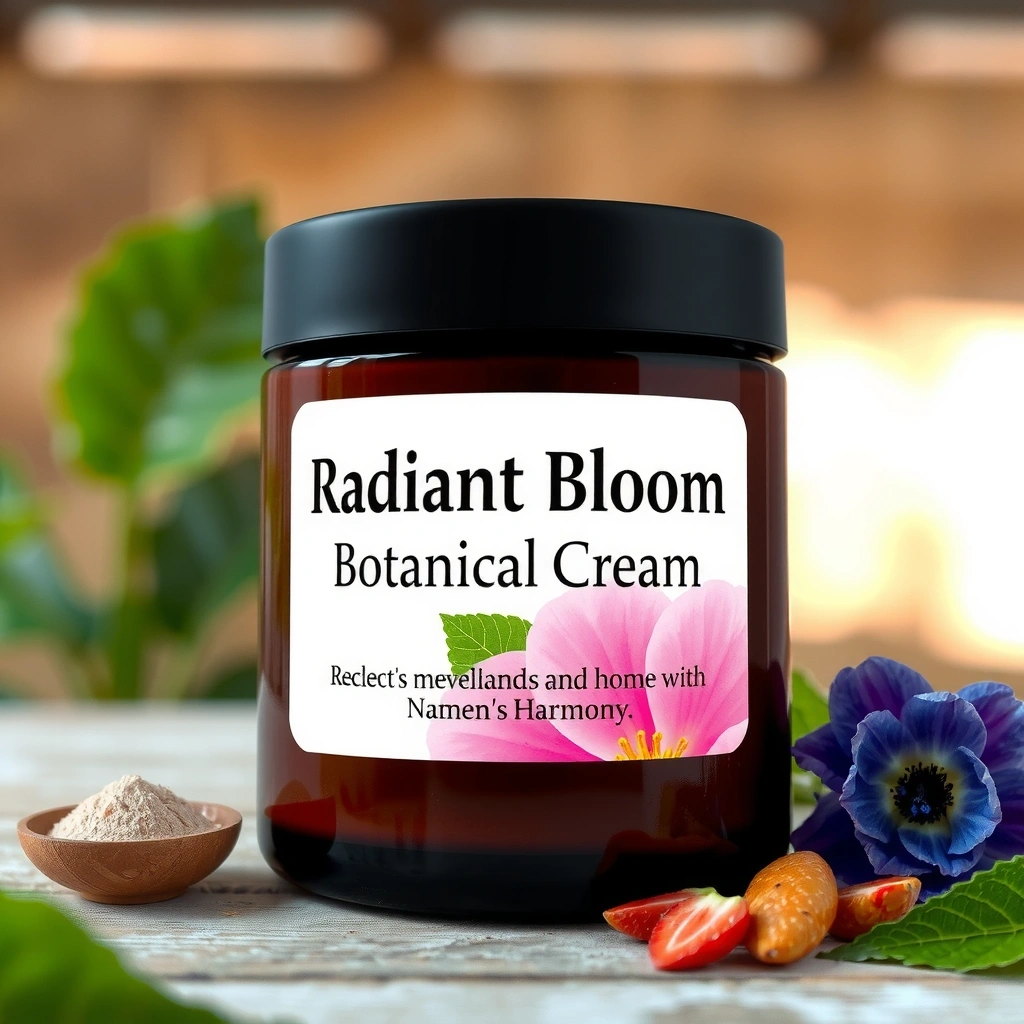 Radiant Bloom Botanical Cream - Ingredients showcase